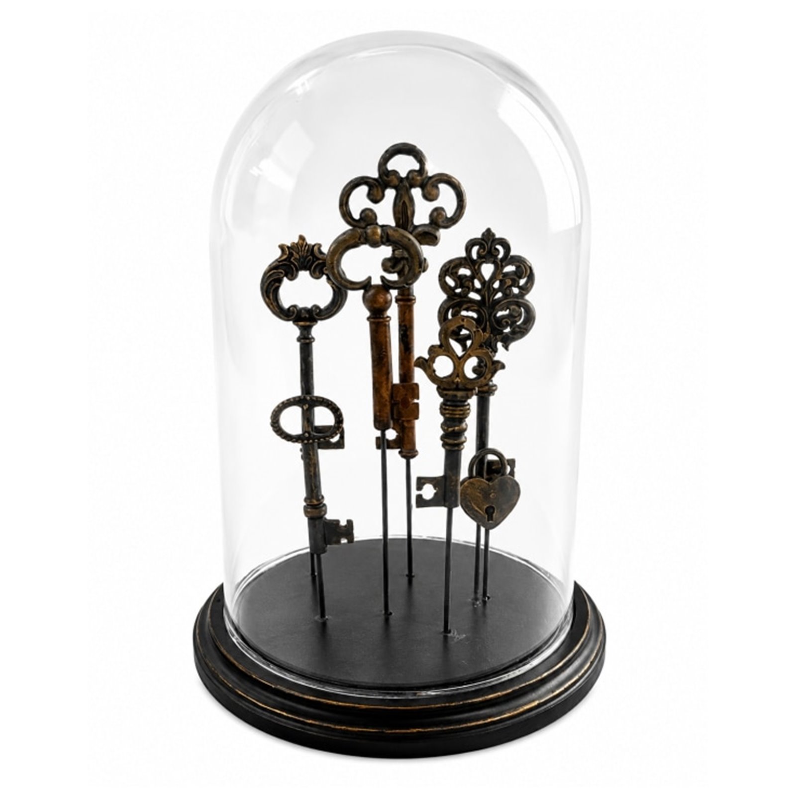 Decorative Glass Dome with Antique Keys Image