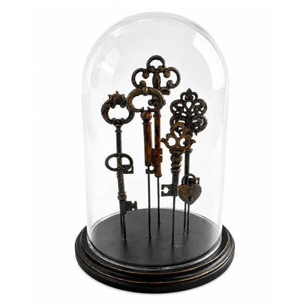 Decorative Glass Dome with Antique Keys