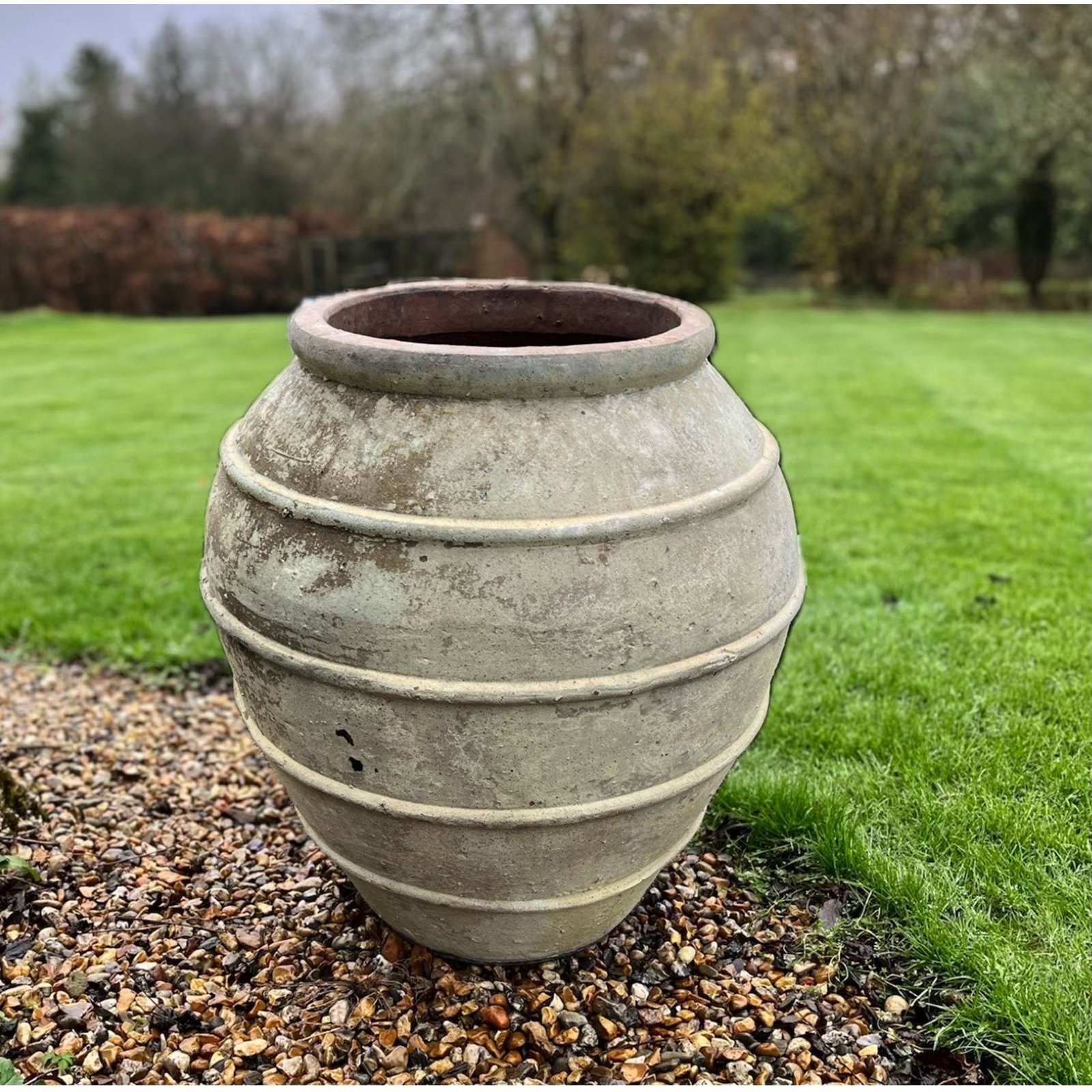 Decorative Terracotta Ringed Olive Jar Image