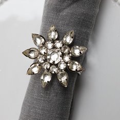 Diamante Flower Silver Napkin Ring Image