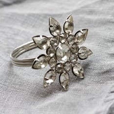 Diamante Flower Silver Napkin Ring Image