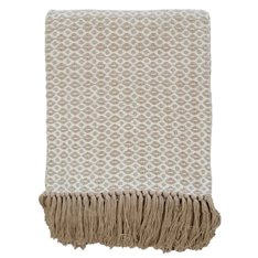 Diamond Weave Fringed Throw - Natural Image