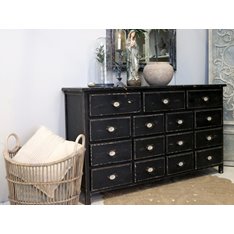 Distressed Black Fifteen Drawer Chest Image