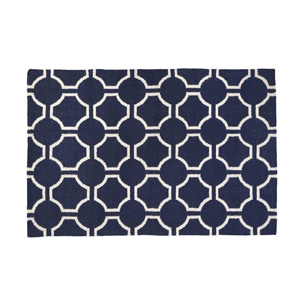 Drayton Blue & White Geometric Rug