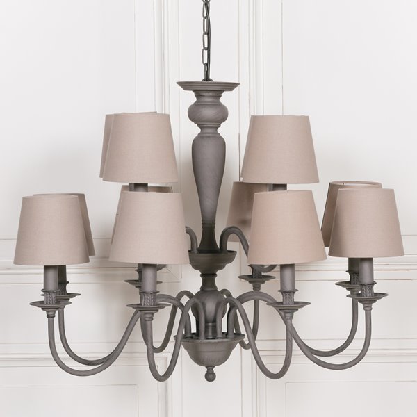 Ella 12 light distressed Grey Chandelier