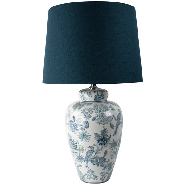 Exotic Bird Lamp with Blue Shade