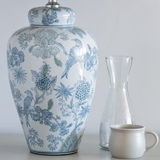 Exotic Bird Lamp with Blue Shade Image