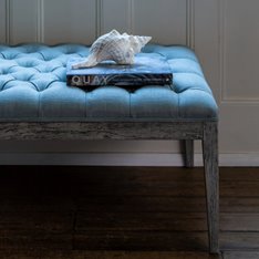 Florence Blue Button Footstool Image