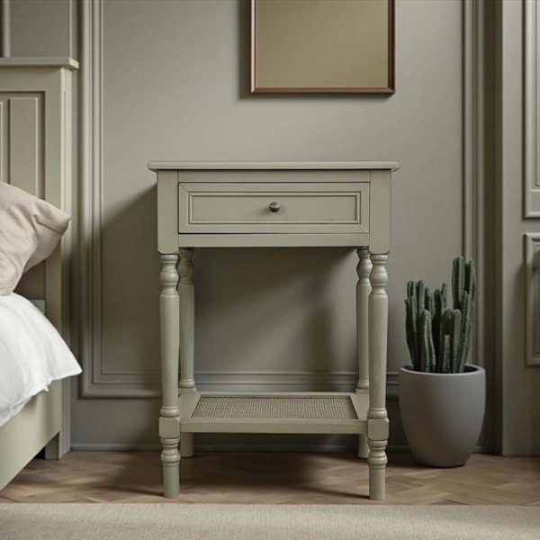 Florence Taupe 1 Drawer Bedside Table