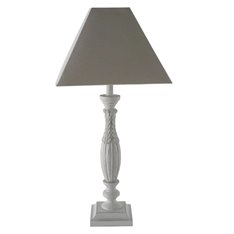 French Grey Wooden Lamp and Shade Image