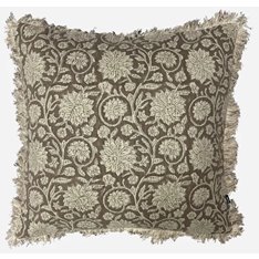 Fringed Edge Flower Cushion - Beige Image