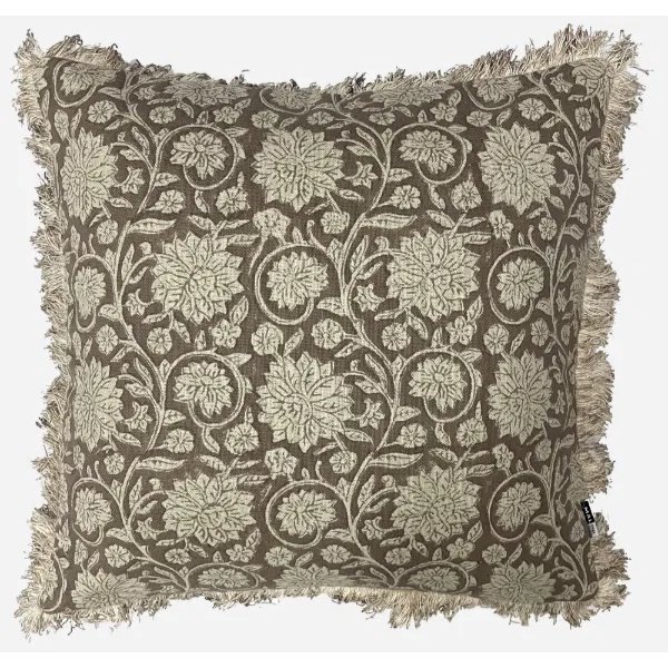 Fringed Edge Flower Cushion - Natural