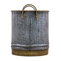 Galvanised Ribbed Grey and Gold Planters - Set of 3 Image
