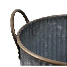 Galvanised Ribbed Grey and Gold Planters - Set of 3 Image