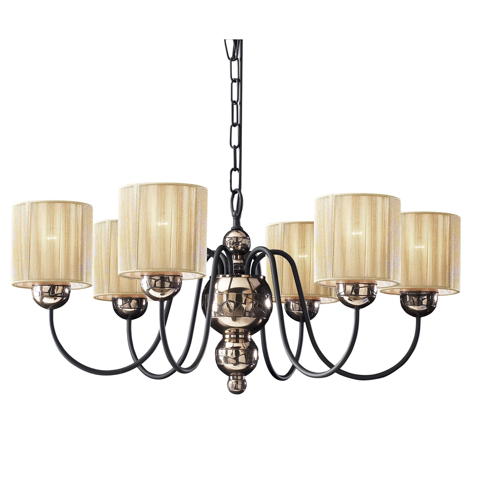 Garbo 6 light chandelier in bronze w/cream shades Image
