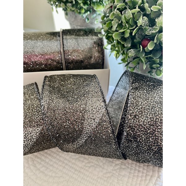 Glittering Black Wire Edge Ribbon