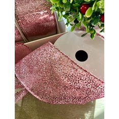 Glittering Pink Wire Edge Ribbon Image