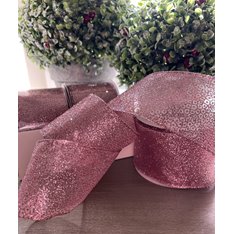 Glittering Pink Wire Edge Ribbon Image
