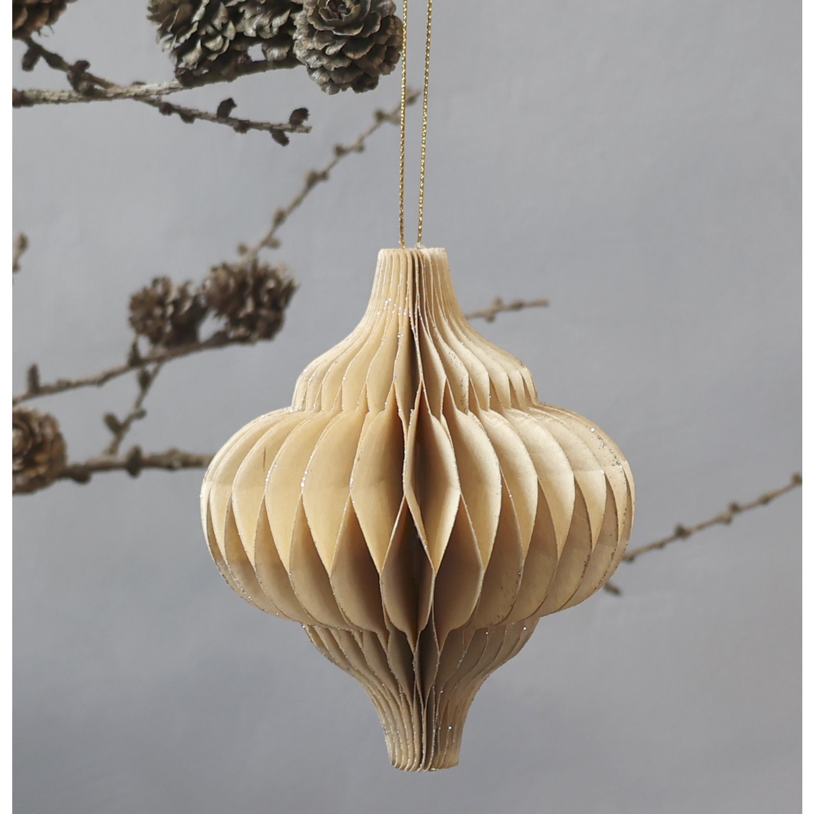 Gold Amber Glitter Paper Christmas Decoration(Pair) Image