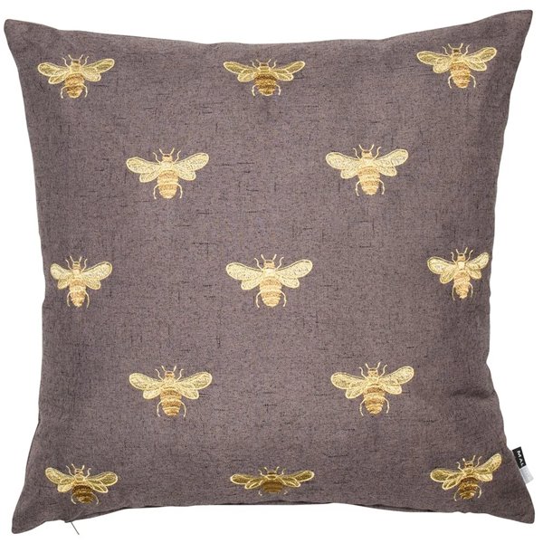 Gold Bee and Grey Cushion