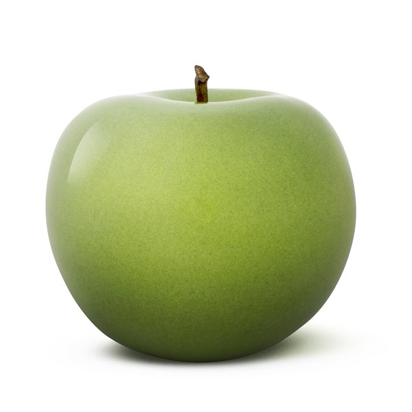 Green Glazed Ceramic Apple Sculpture