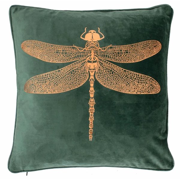 Green Velvet Dragonfly Cushion