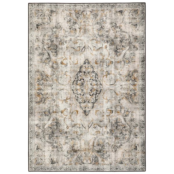 Grey and Mustard Eco Washable Rug