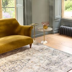 Grey and Mustard Eco Washable Rug Image