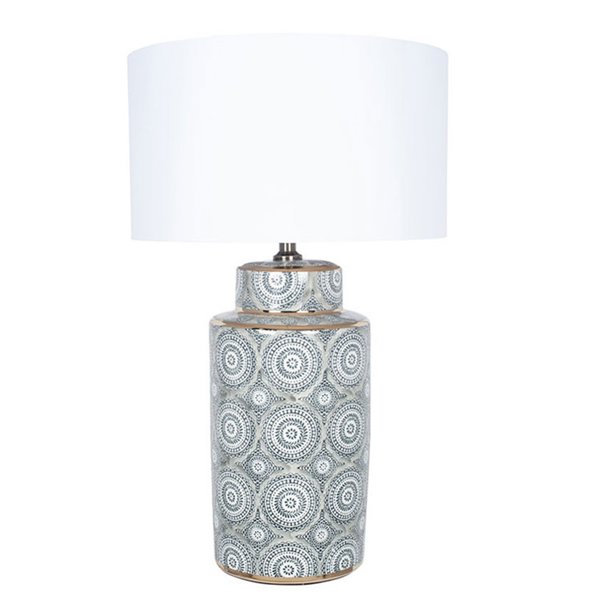 GREY AND WHITE CIRCLES PATTERN LAMP