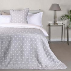 Grey and White Ticking Stitch Bedspread Image