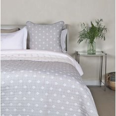 Grey and White Ticking Stitch Bedspread Image