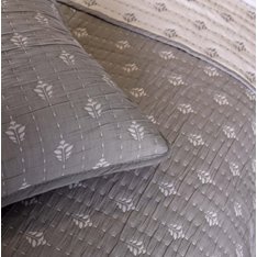 Grey and White Ticking Stitch Bedspread Image