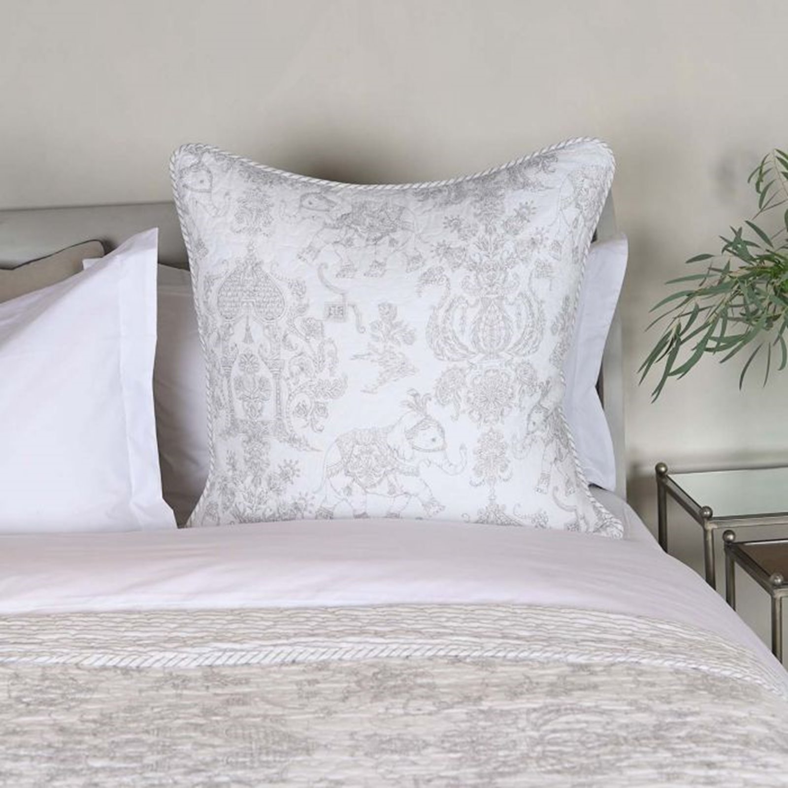 Grey and White Toile Bed Cushion Image