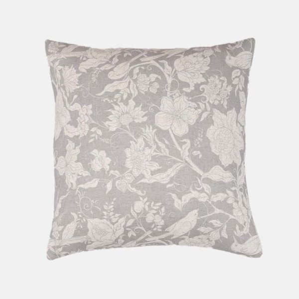 Grey Bird and Flower Cushion