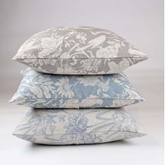Grey Bird and Flower Cushion Image
