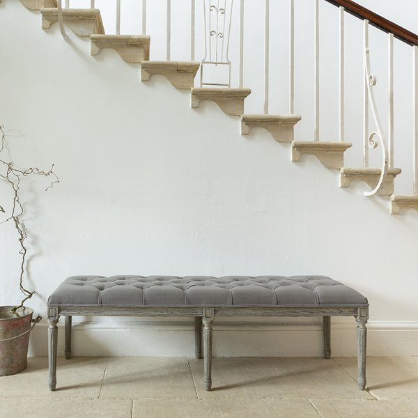 Grey Button Bed End Stool