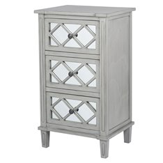 Grey Mirrored 3 Drawer Bedside Cabinet  Image