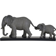Grey Mother and Baby Elephant Sculpture Image