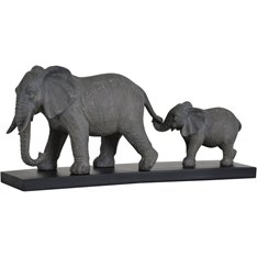 Grey Mother and Baby Elephant Sculpture Image