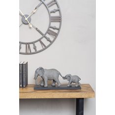 Grey Mother and Baby Elephant Sculpture Image