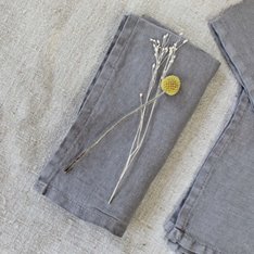 Dark Grey Lace Edge Cotton Napkin pack of 4 Image