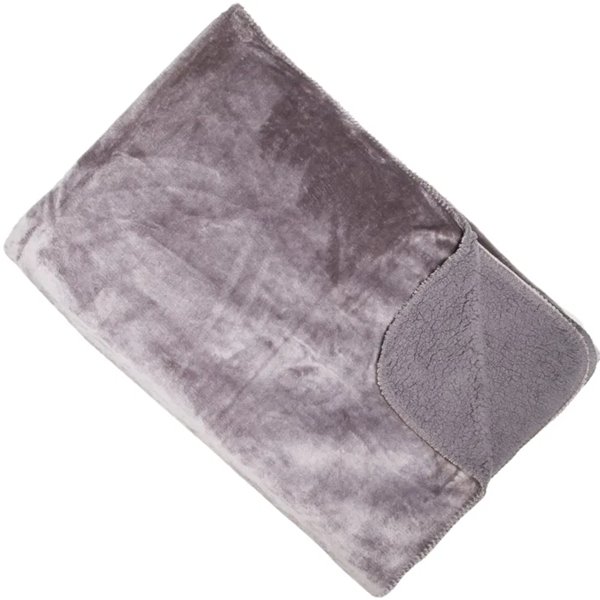 Grey Soft Teddy Back Throw