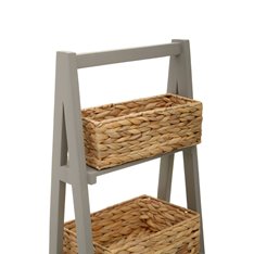 Grey Tiered Shelf with Bamboo Baskets Image