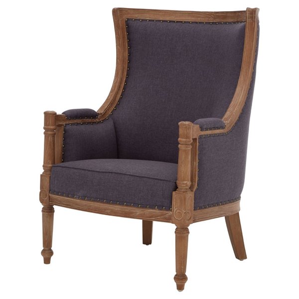 Grey Upholstered Mahogany Armchair