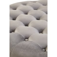 Grey Velvet Button Round Footstool Image