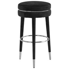 Grey Velvet Round Bar Stool Image