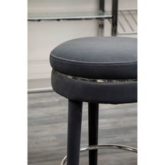 Grey Velvet Round Bar Stool Image