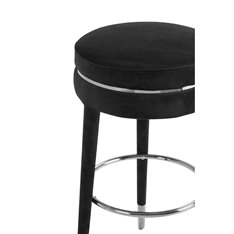 Grey Velvet Round Bar Stool Image