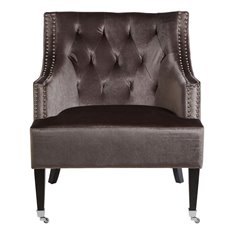 Grey velvet studded Armchair  Image