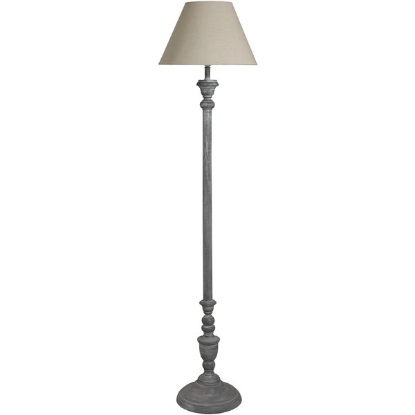 Grey Washed Floor Lamp and Natural Shade